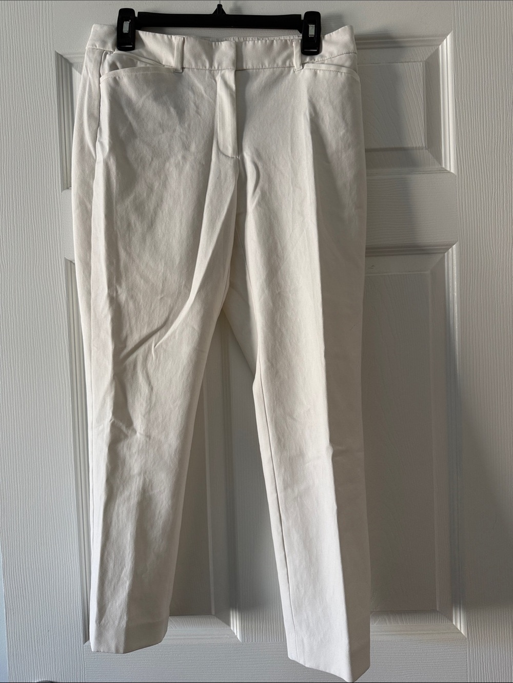 White House Black Market Cream Tailored Slim Trousers